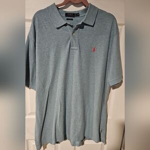 Ralph Lauren Men's Gray Polo Shirt with Red Logo